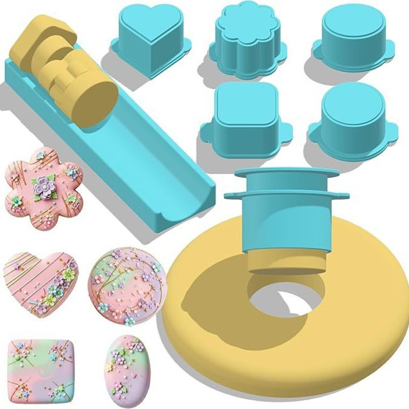 Donut Mold Silicone - Cake-Pop-Formen-Set, Silikon-Donut-Pressmaschine in Herz-, Quadrat-, Wolken-,